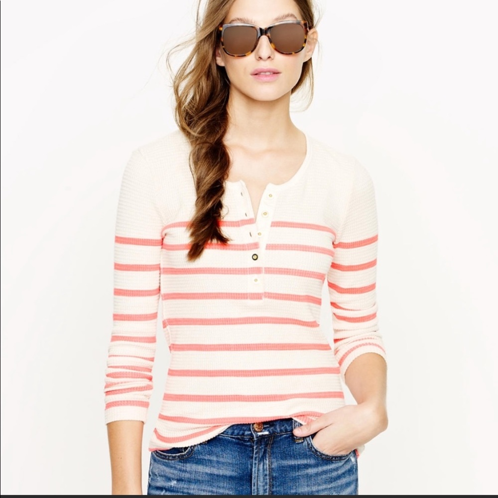 J.Crew pink stripe thermal shirt